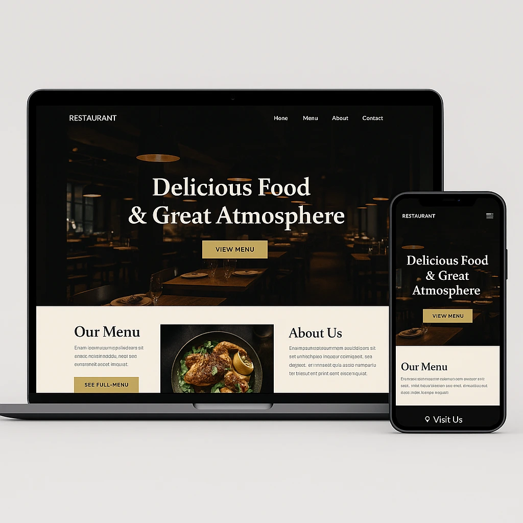 Modern restaurant website design layout